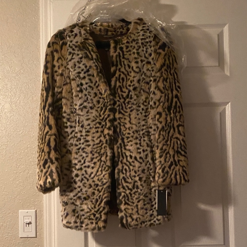 Steve Madden Animal Print faux fur coat